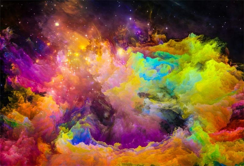 Leyiyi 10x8ft Abstract Nebula Backdrop Colorful Outer Space Cloudscape Universe Planet Moon Earth Bokeh Photo Background Room Decor Kids Birthday Adult Portrait Shoot Studio Vinyl Prop Wallpaper - Image 1